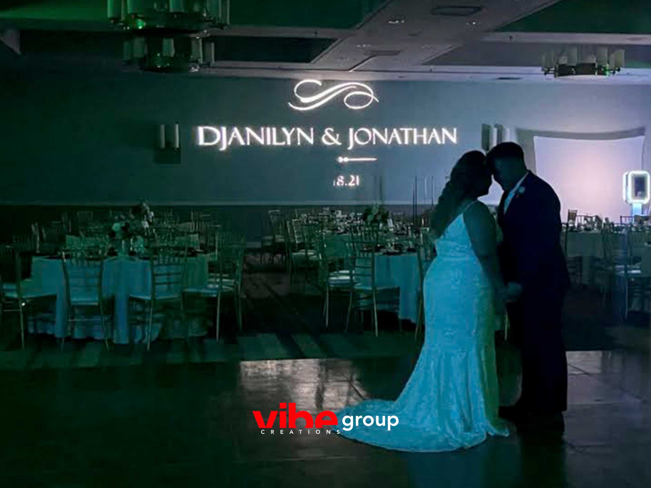 Monogram projection with DJ setup